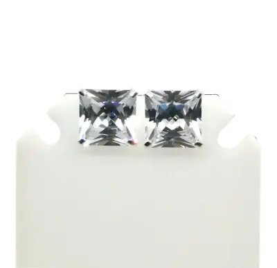 Aros De Plata 925, Modelo Circón Cuadrado 10 Mm - miniatura 1