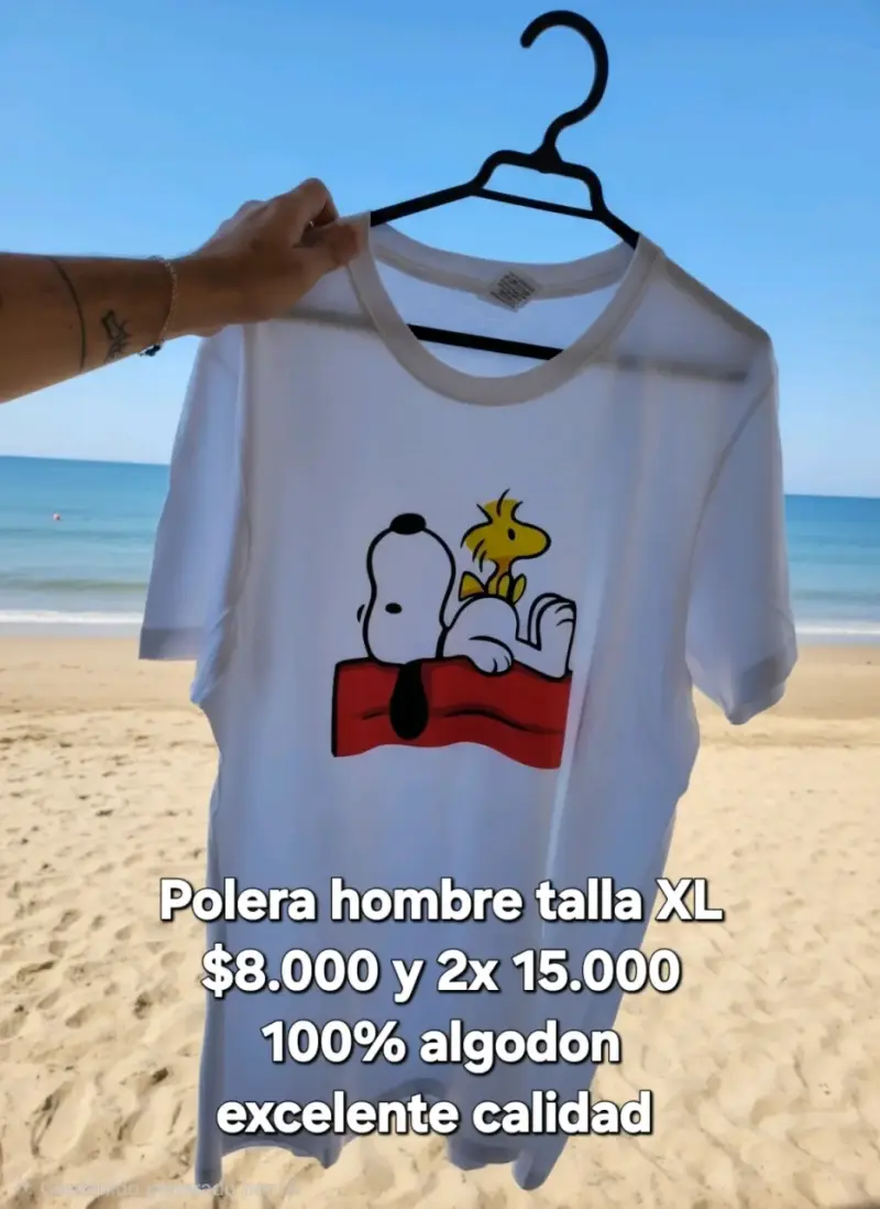 Polera Hombre Snoopy Talla XL Algodón