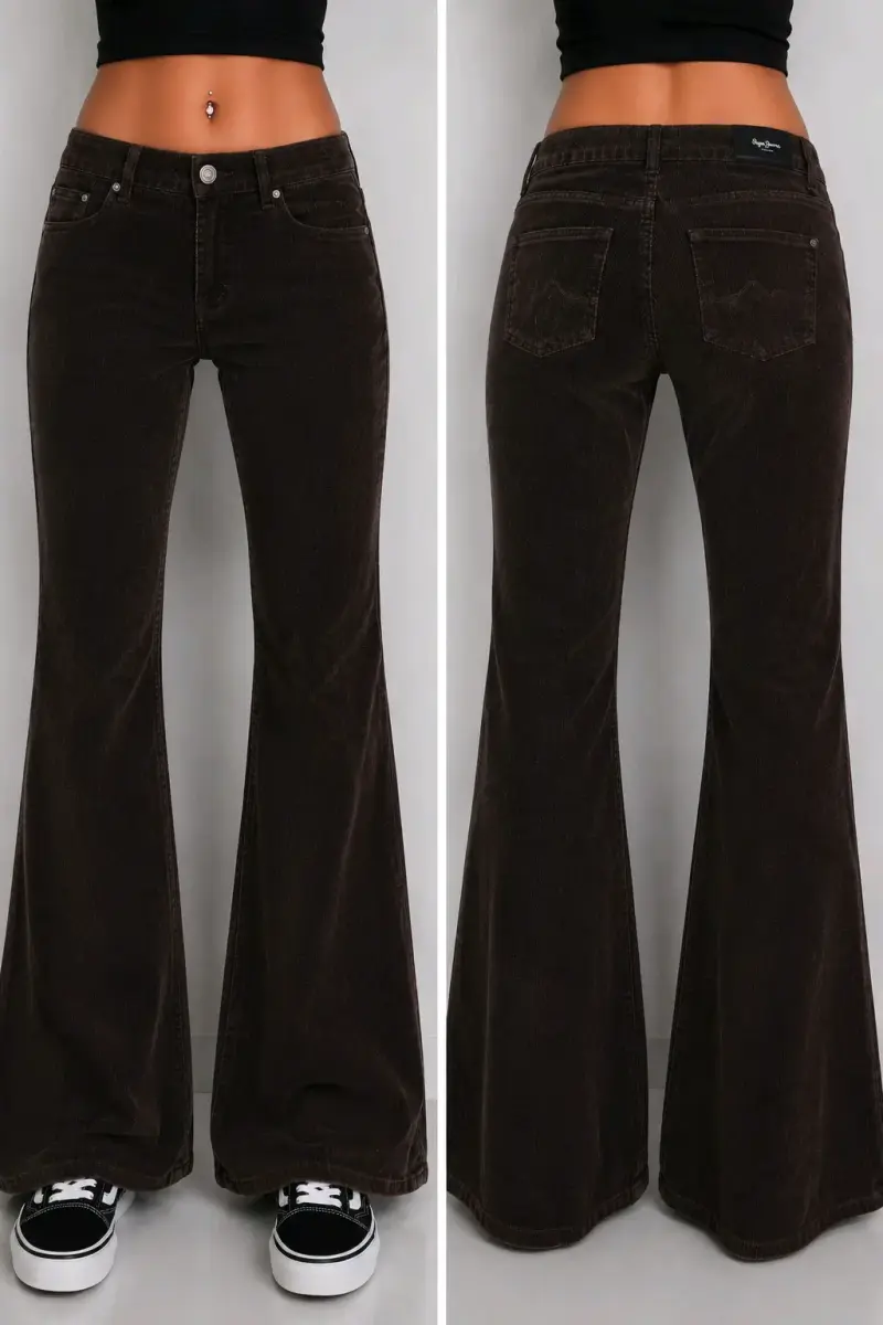 Pantalones acampanados marrones para mujer cotele