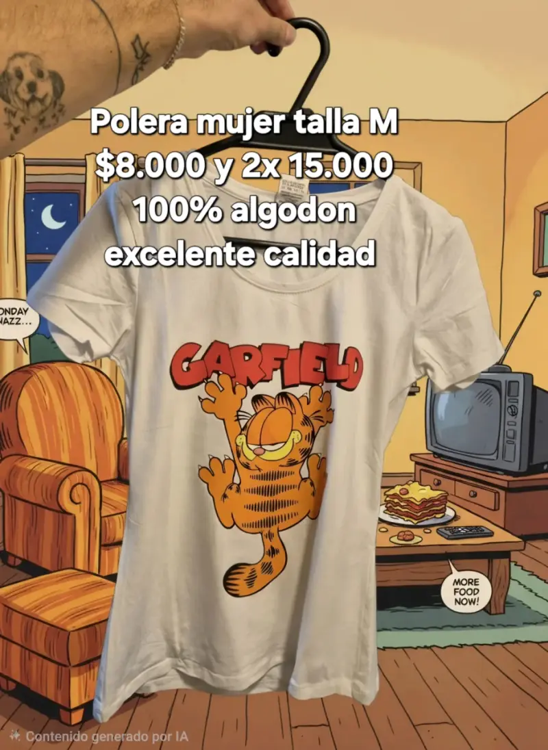 Polera mujer Garfield talla M algodón