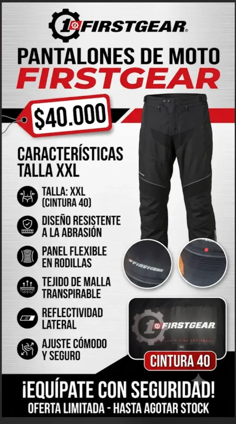 Pantalones de moto FirstGear resistentes - 1