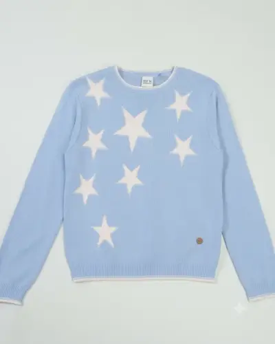 Chaleco niña ELV talla 12 celeste con estrellas - miniatura 1