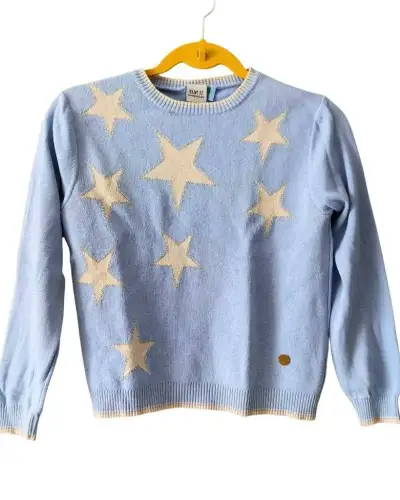 Chaleco niña ELV talla 12 celeste con estrellas - miniatura 2