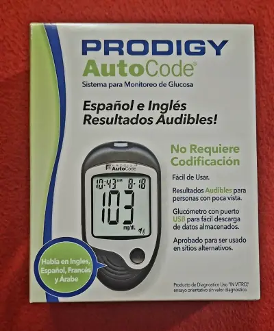 Glucómetro Prodigy AutoCode con Resultados Audibles - miniatura 1
