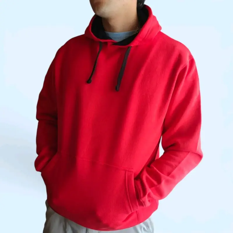 Polerón rojo con capucha para hombre - 1