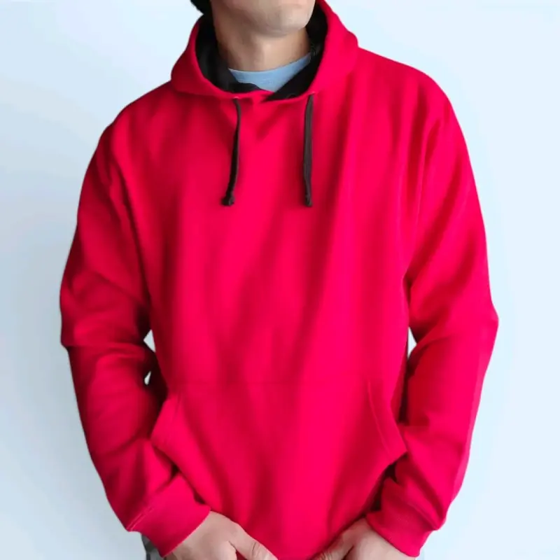 Polerón rojo con capucha para hombre - 4