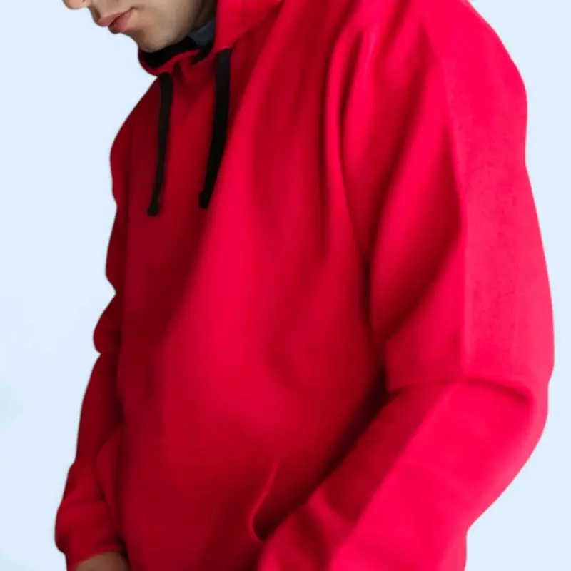 Polerón rojo con capucha para hombre - 6