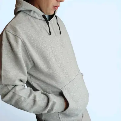 Polerón con capucha gris unisex - miniatura 1