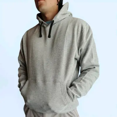 Polerón con capucha gris unisex - miniatura 3
