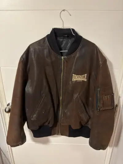 Chaqueta de cuero marrón Lonsdale - miniatura 1
