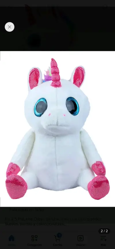 Peluche de unicornio blanco con ojos grandes - miniatura 1