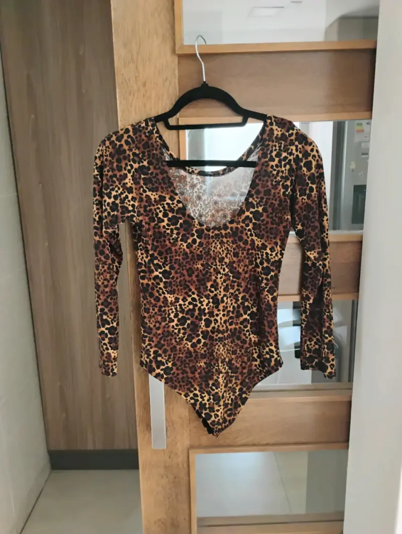Body de leopardo manga larga para mujer