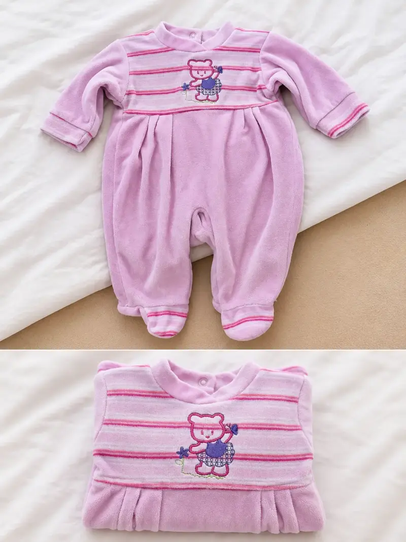 Enterito de bebé rosado con diseño de osito