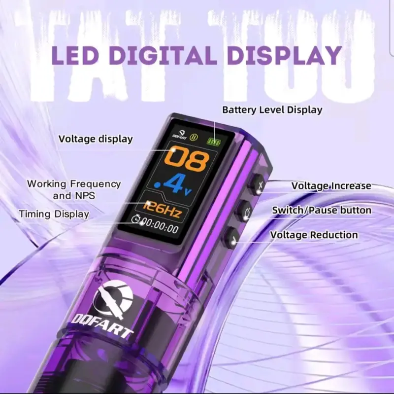 Máquina de Tatuajes DQFART Digital Morada - 4