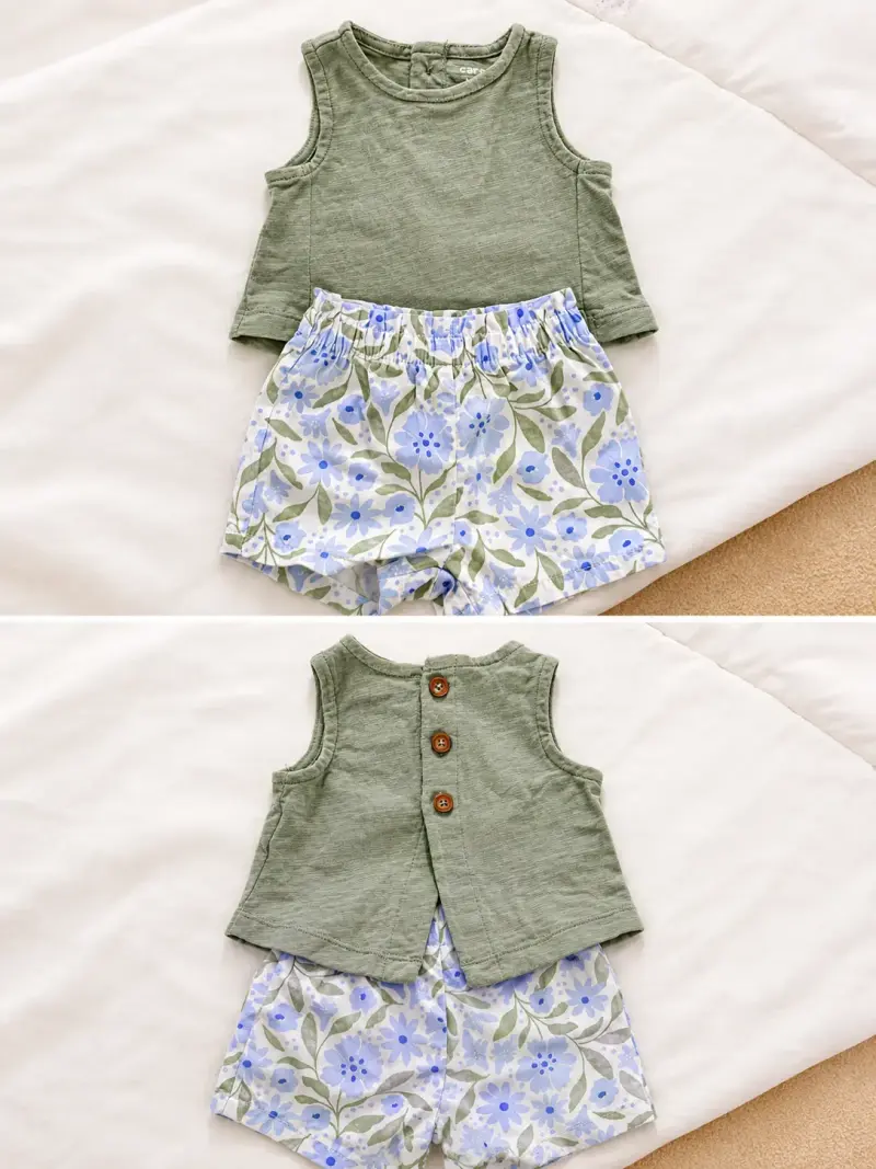 Conjunto de bebé sin mangas verde y floral