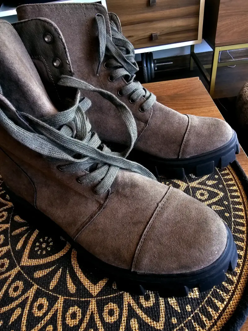 Botines de gamuza marrón con suela gruesa - 4