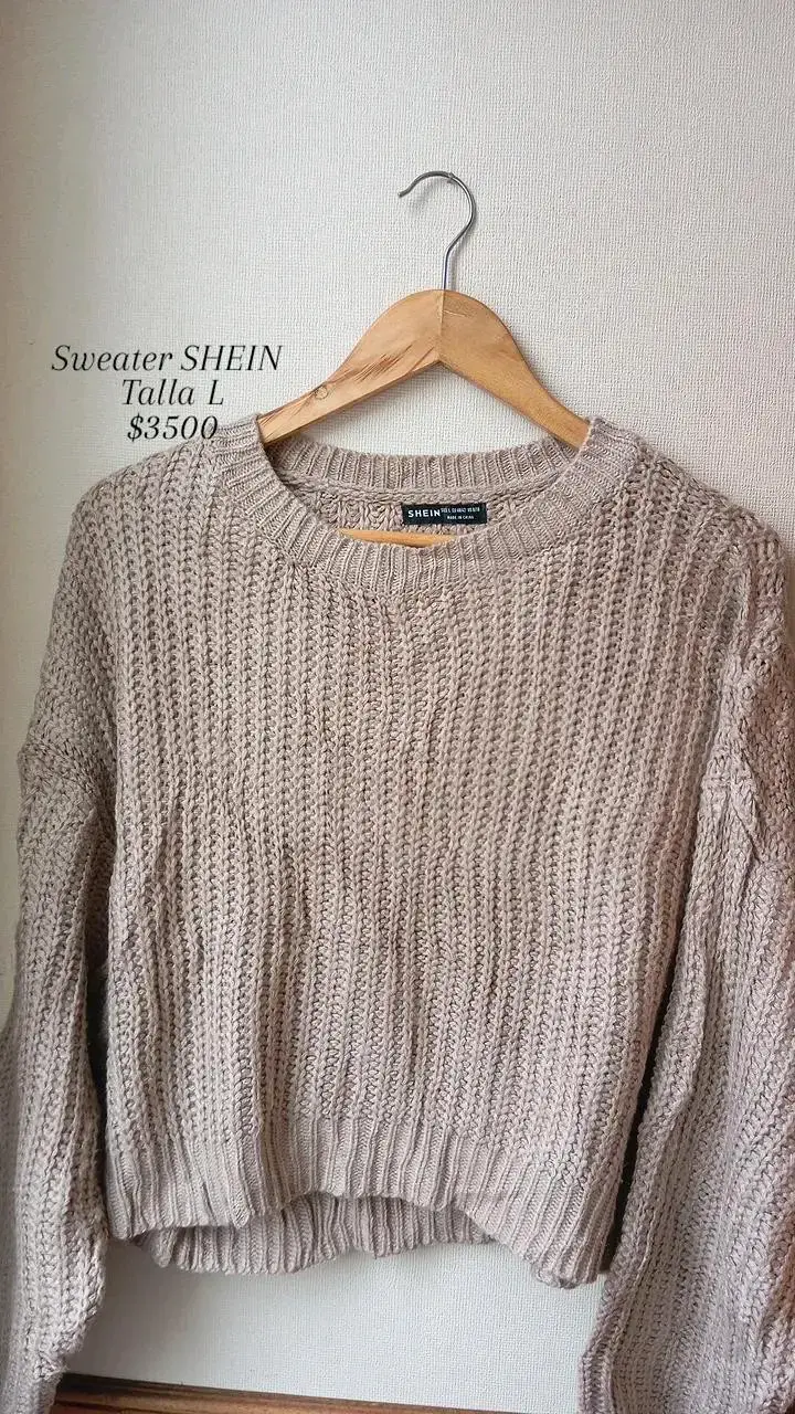 Suéter tejido beige Shein talla L - 1