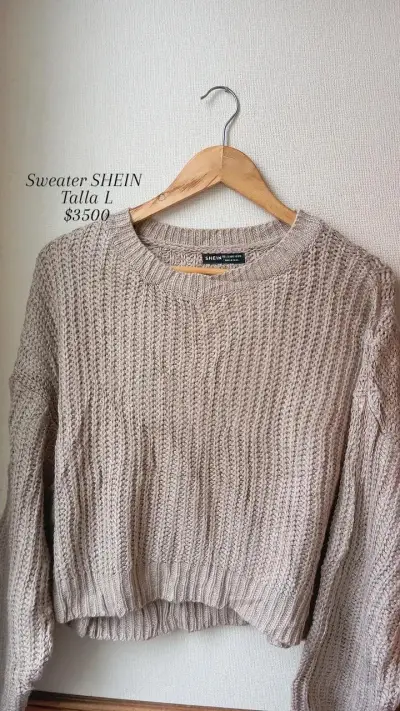 Suéter tejido beige Shein talla L - miniatura 1