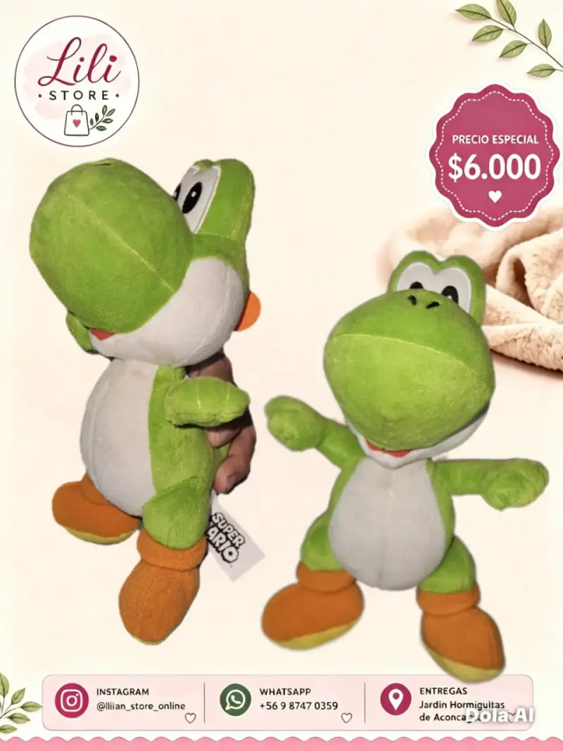 Peluche de Yoshi Super Mario verde