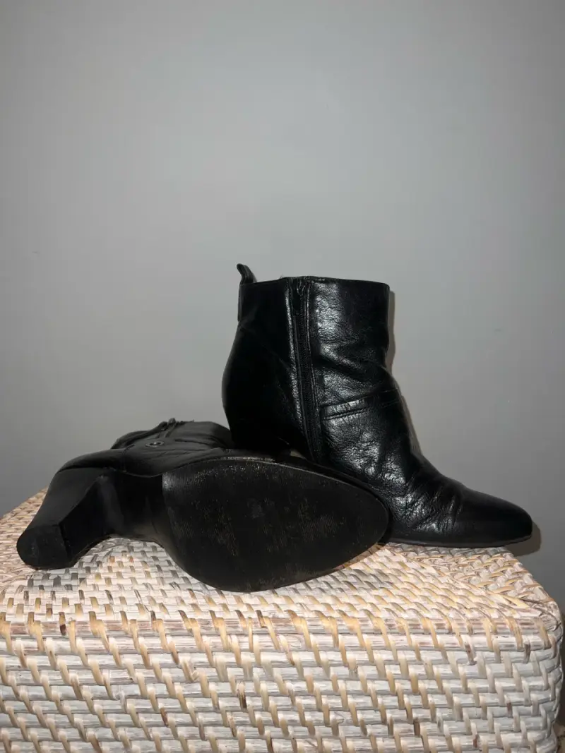 Botines de cuero negro con tacón alto - 4