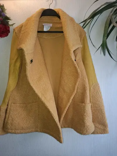 Abrigo de lana amarillo con solapa ancha - miniatura 4