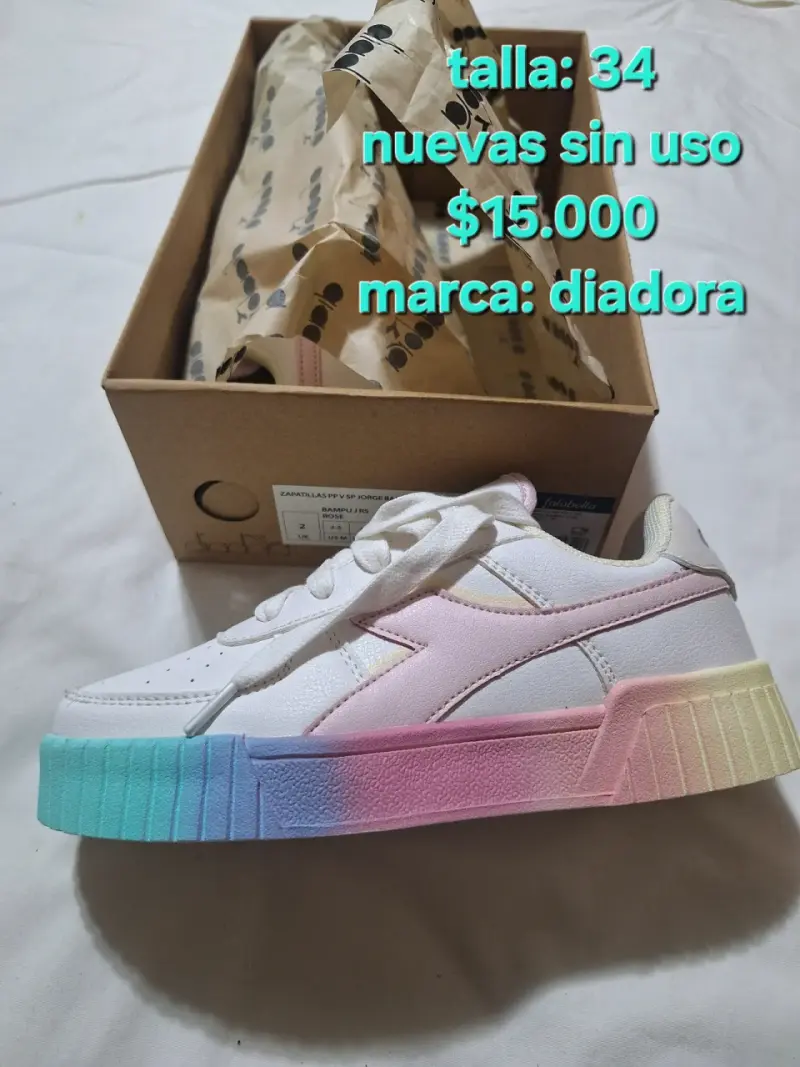 Zapatillas Diadora talla 34 con suela multicolor - 1