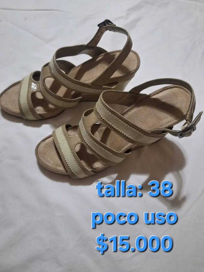 Sandalias de cuña beige talla 38 poco uso - 1