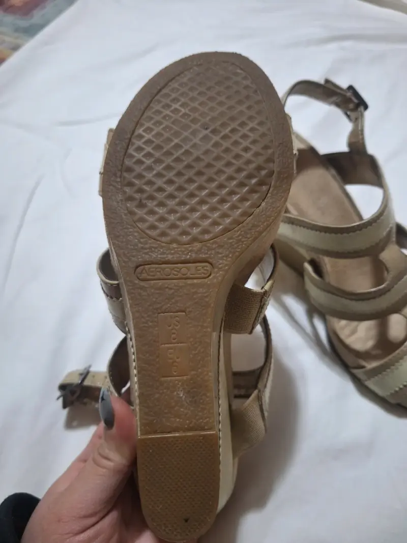 Sandalias de cuña beige talla 38 poco uso - 4