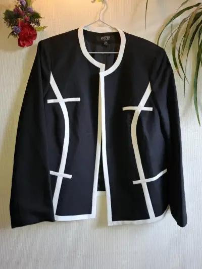 Chaqueta elegante negra con detalles blancos Kasper - miniatura 1
