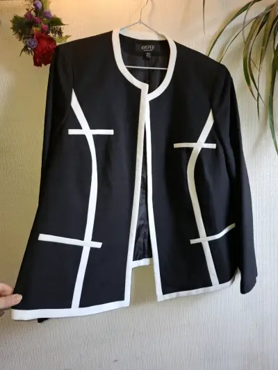 Chaqueta elegante negra con detalles blancos Kasper - miniatura 3