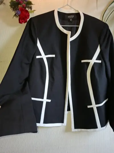 Chaqueta elegante negra con detalles blancos Kasper - miniatura 4