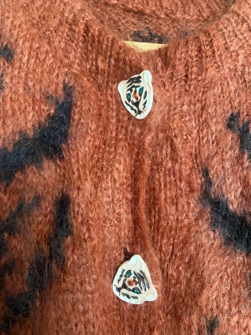 Cardigan de lana con diseño de tigre - 4