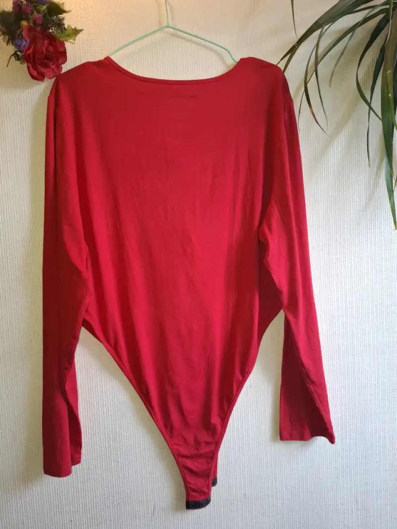 Body rojo con cierre frontal para mujer - 5