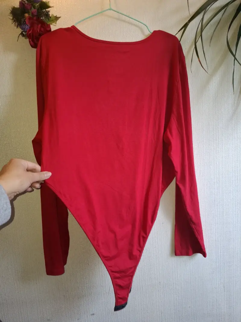Body rojo con cierre frontal para mujer - 6