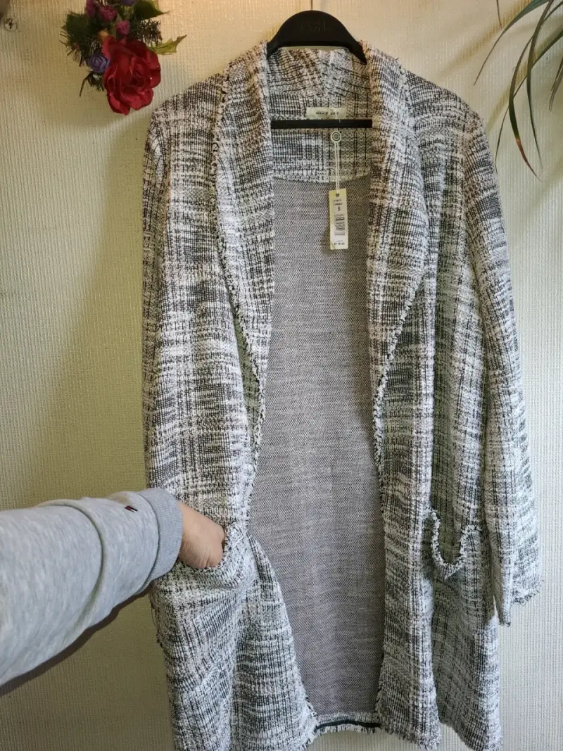 Cardigan de lana a cuadros para mujer - 2