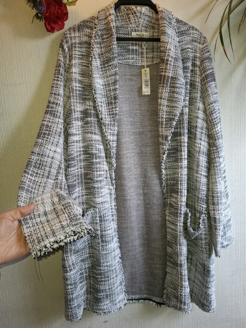 Cardigan de lana a cuadros para mujer - 3