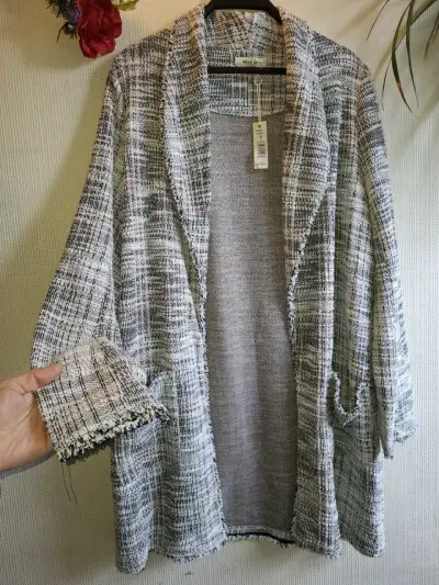 Cardigan de lana a cuadros para mujer - miniatura 3