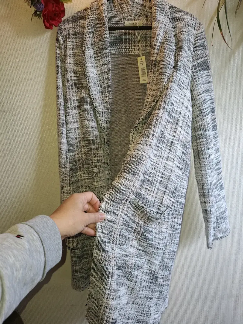 Cardigan de lana a cuadros para mujer - 4