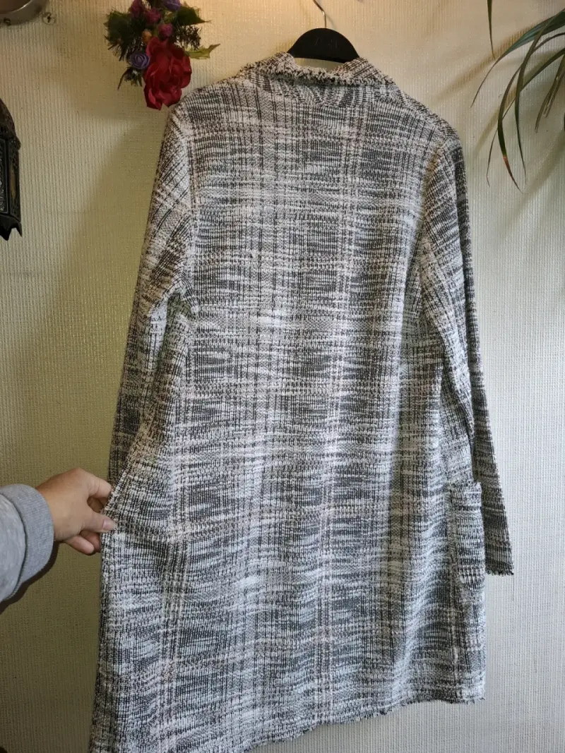 Cardigan de lana a cuadros para mujer - 6