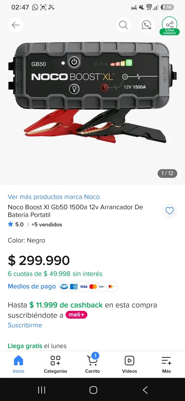 Arrancador de Batería Noco Boost XL GB50 1500A - 6