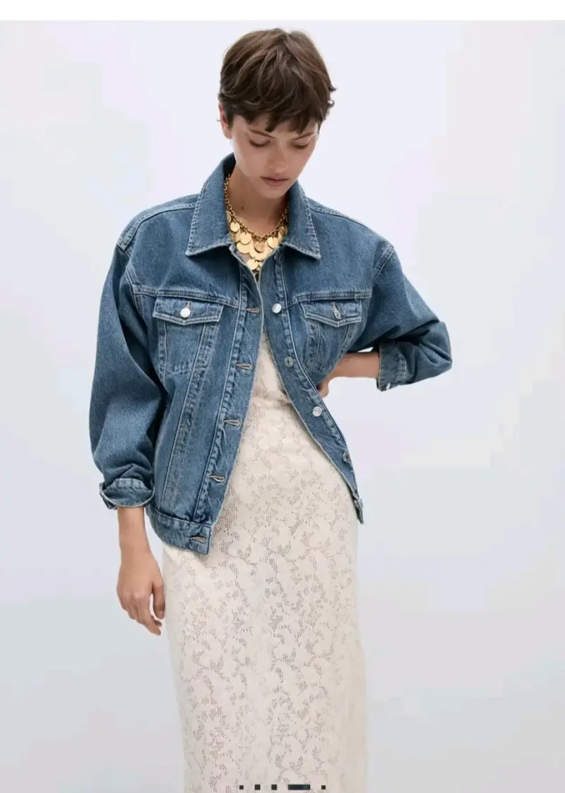 Chaqueta de mezclilla azul para mujer - 1