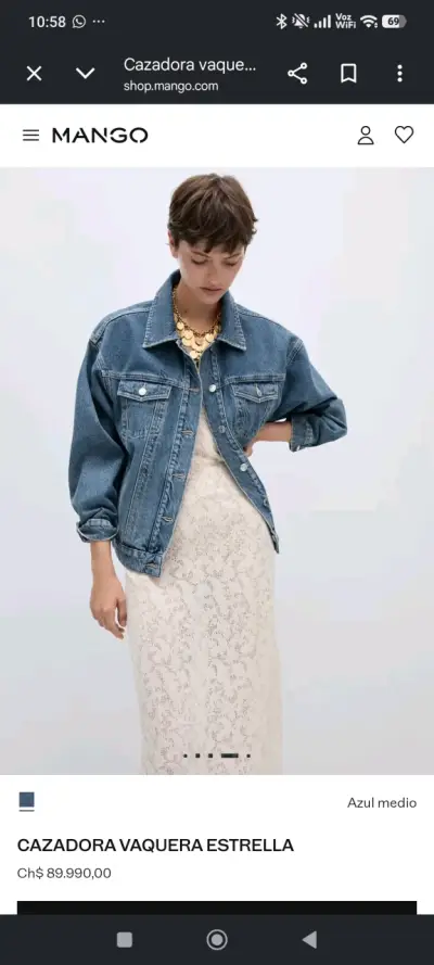 Chaqueta de mezclilla azul para mujer - miniatura 2