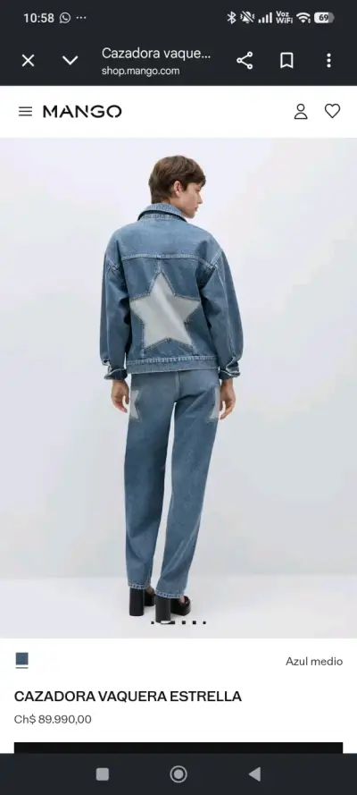 Chaqueta de mezclilla azul para mujer - miniatura 3