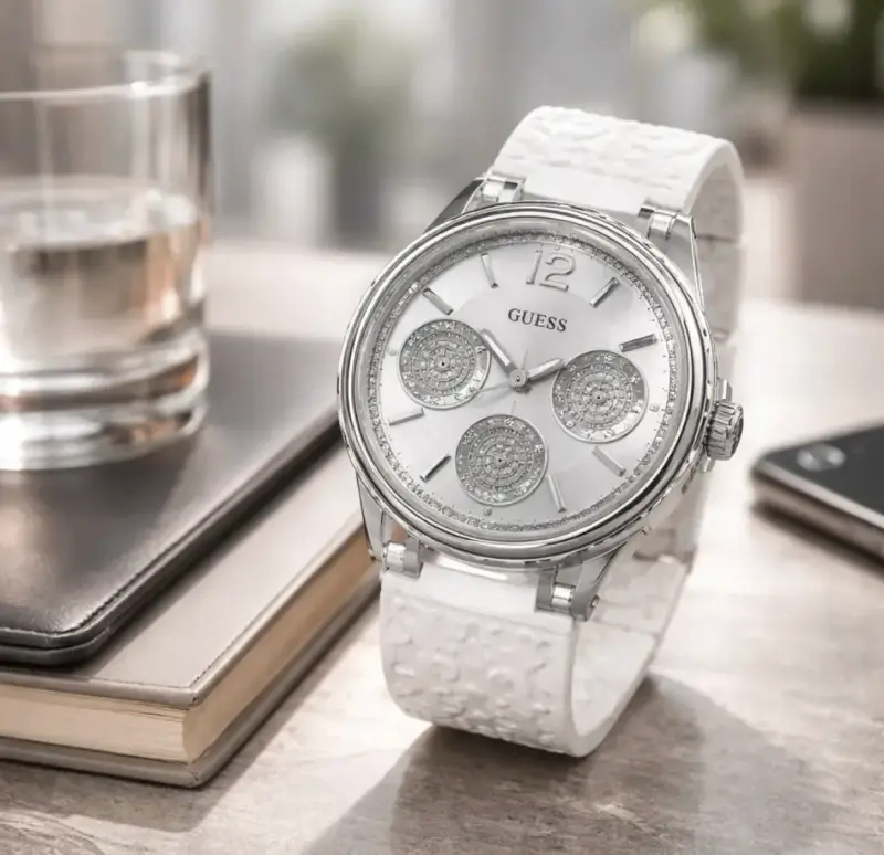 Reloj Guess blanco con detalles brillantes - 1