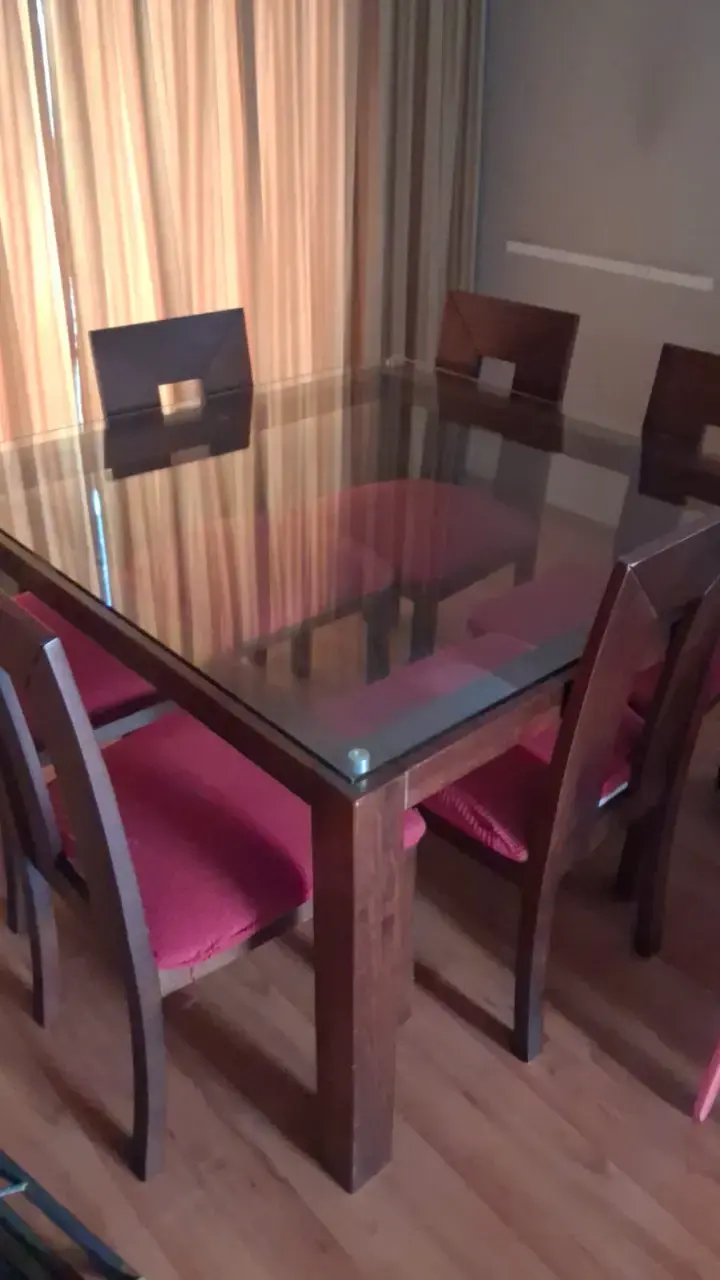 Juego de Comedor de Vidrio con 6 Sillas - 2