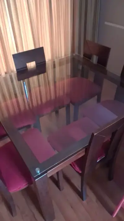 Juego de Comedor de Vidrio con 6 Sillas - miniatura 3