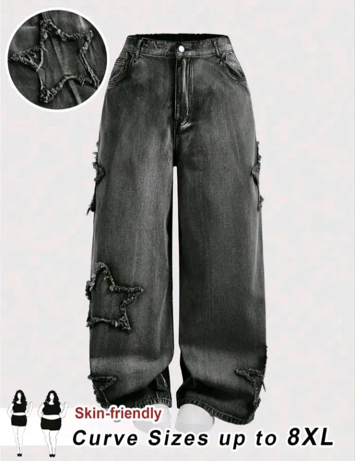 Jeans grises Plus Size con estrellas. 7XL - 1