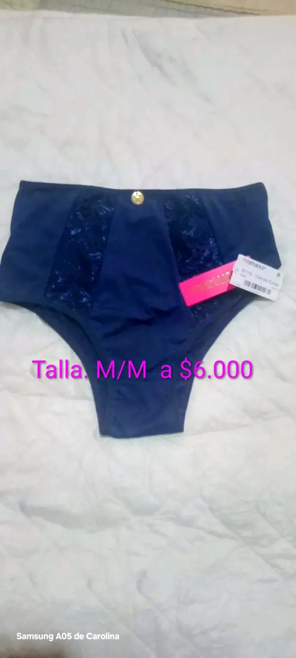 Calzón azul con encaje talla M - 1