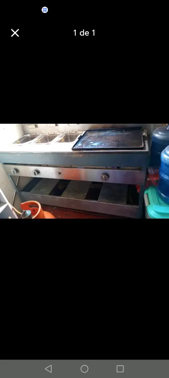 Freidora industrial con plancha de acero