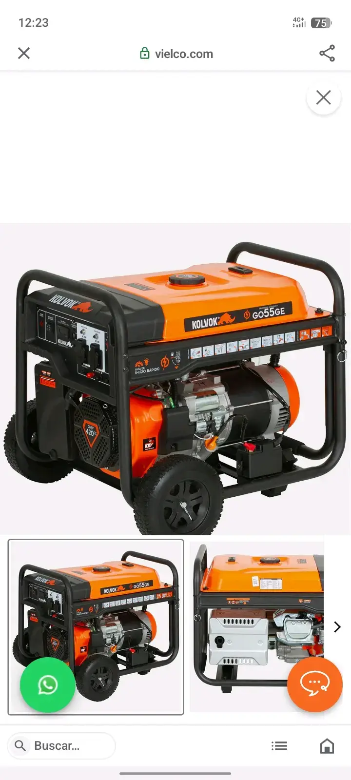 Generador Eléctrico Kolvok GO55GE Naranja - 1